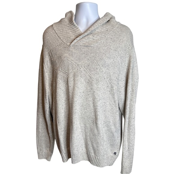 CHAPS Men's Shawl Collar Speckled Knit Sweater Sz XL Faux Suede Elbow Patches - Picture 1 of 9